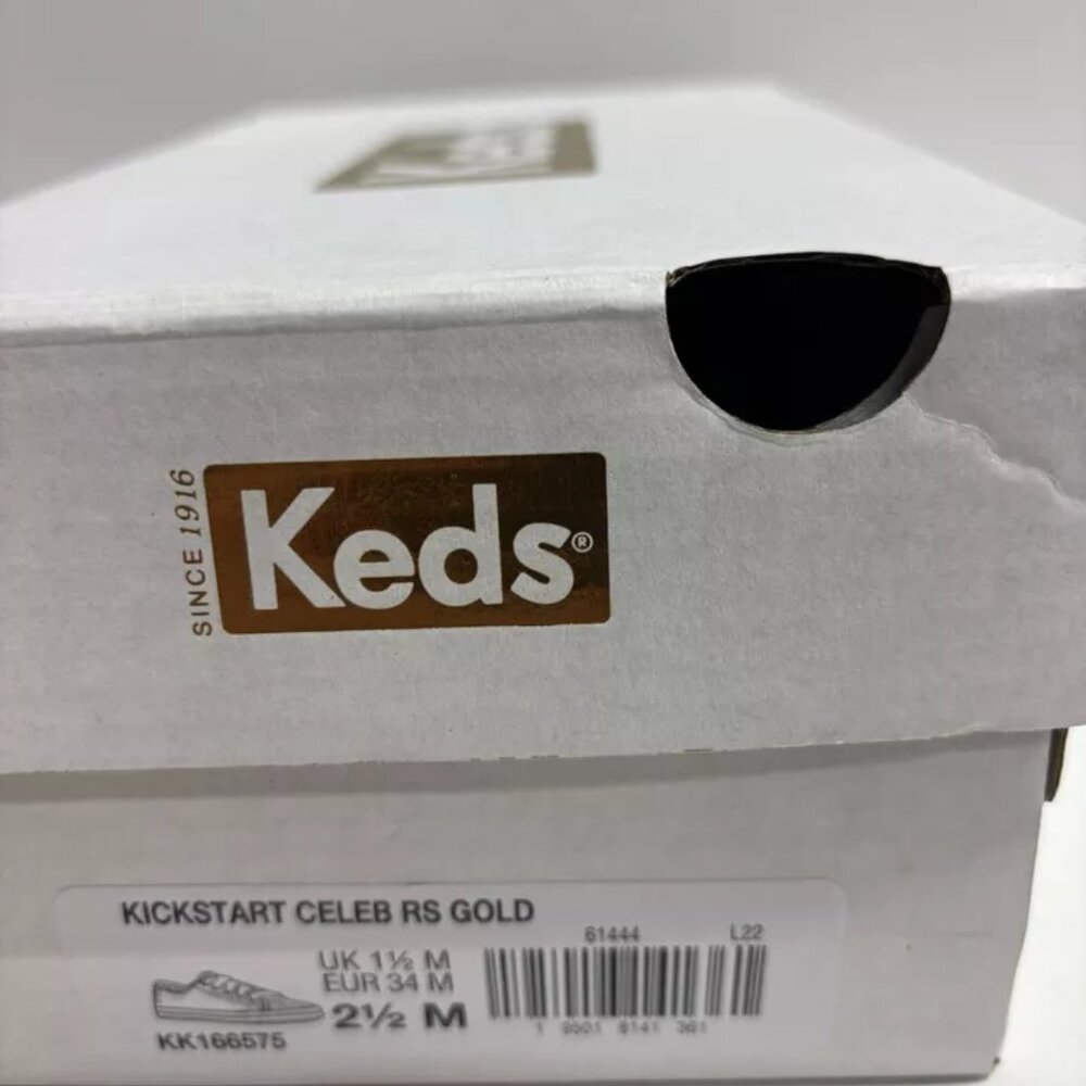 Keds Kids’ Kickstart Celebrations Gold Sneakers, Girls’ Size 2.5 M - Picture 7 of 7